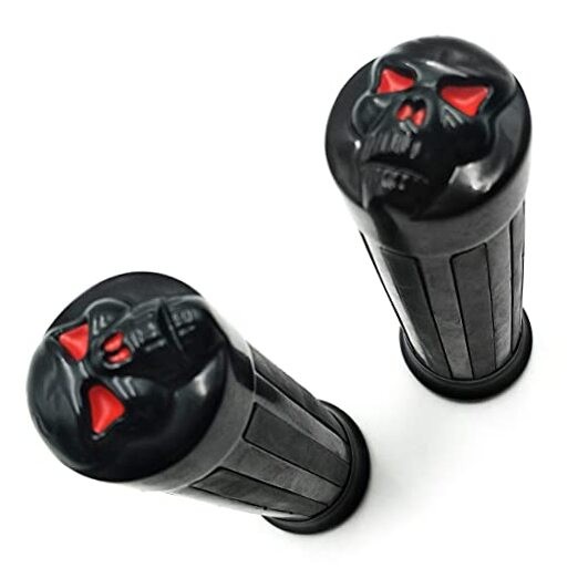 MT080-25-BK Skull style Hand Grips 1 inch Handlebar Classic Skull Black