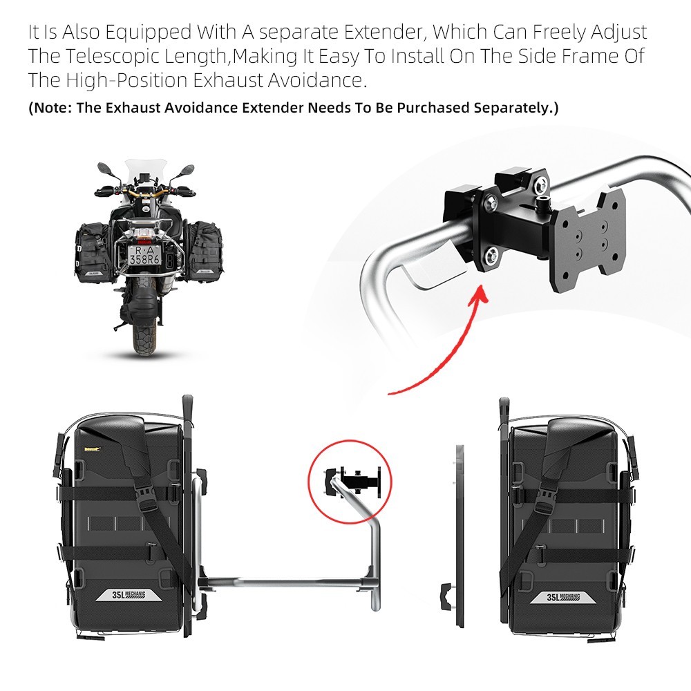 Rhinowalk Motorcycle Side Bag Waterproof 35L Quick Release Saddlebag Pannier 1Pc