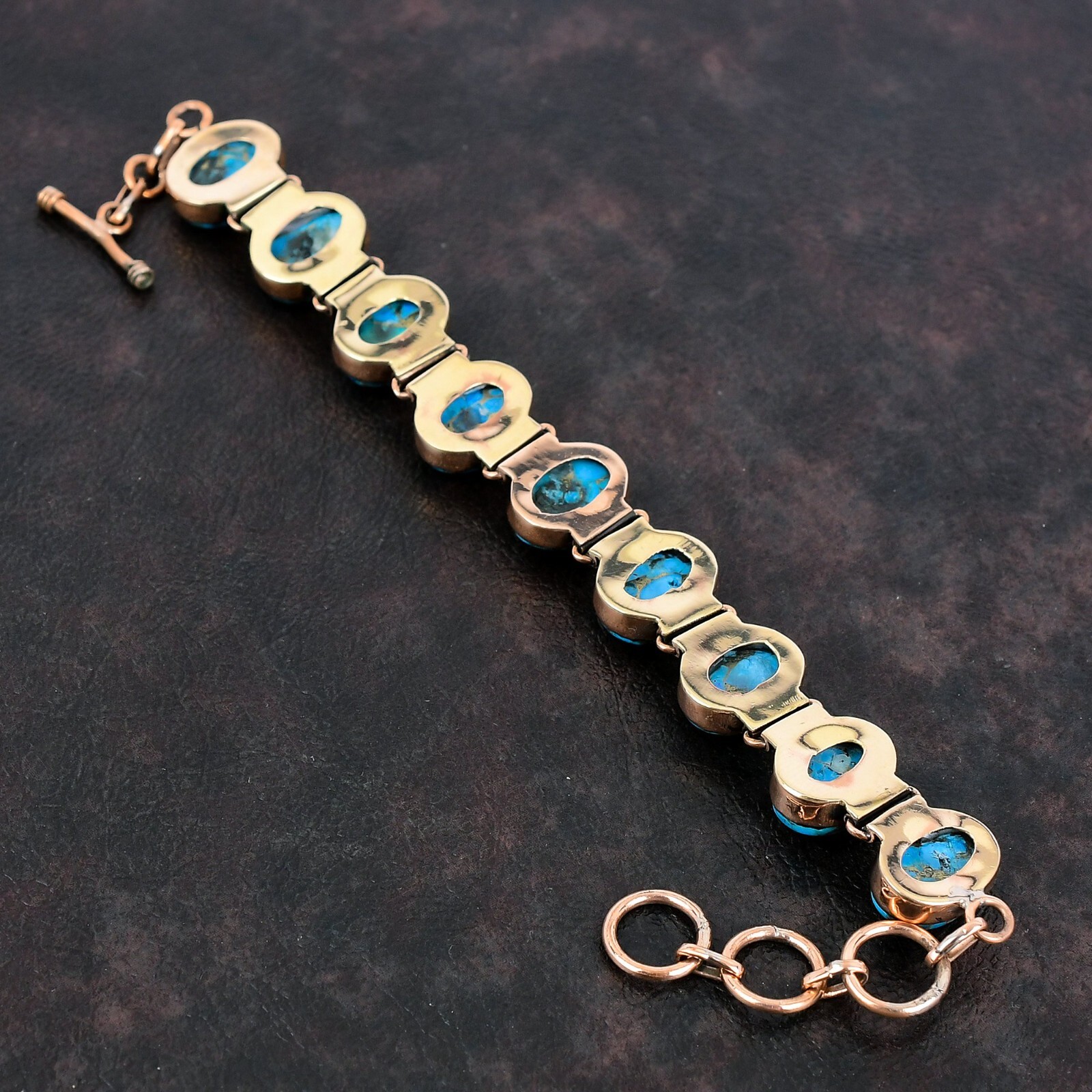 Blue Turquoise Jewelry Copper Gift For Briedsmaid Adjustable Bracelet 6.0"