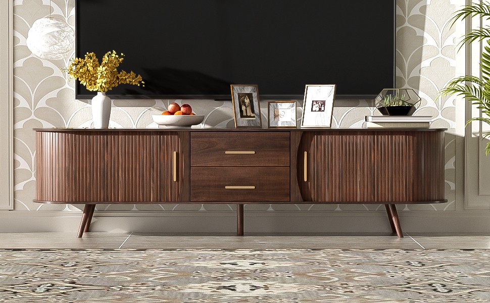 Modern TV Stand for 80" TV Entertainment Center Media Console Table W/ 2 Drawers