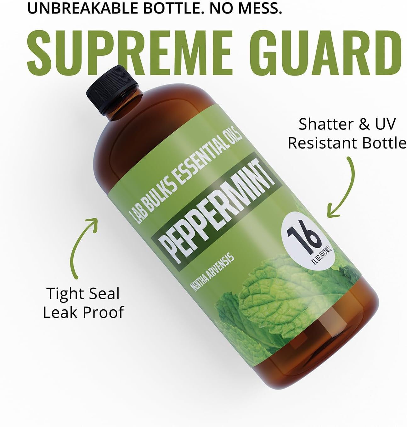 Peppermint Essential Oil, 16 oz Bottle for Diffusers, House Cleaning, Candles