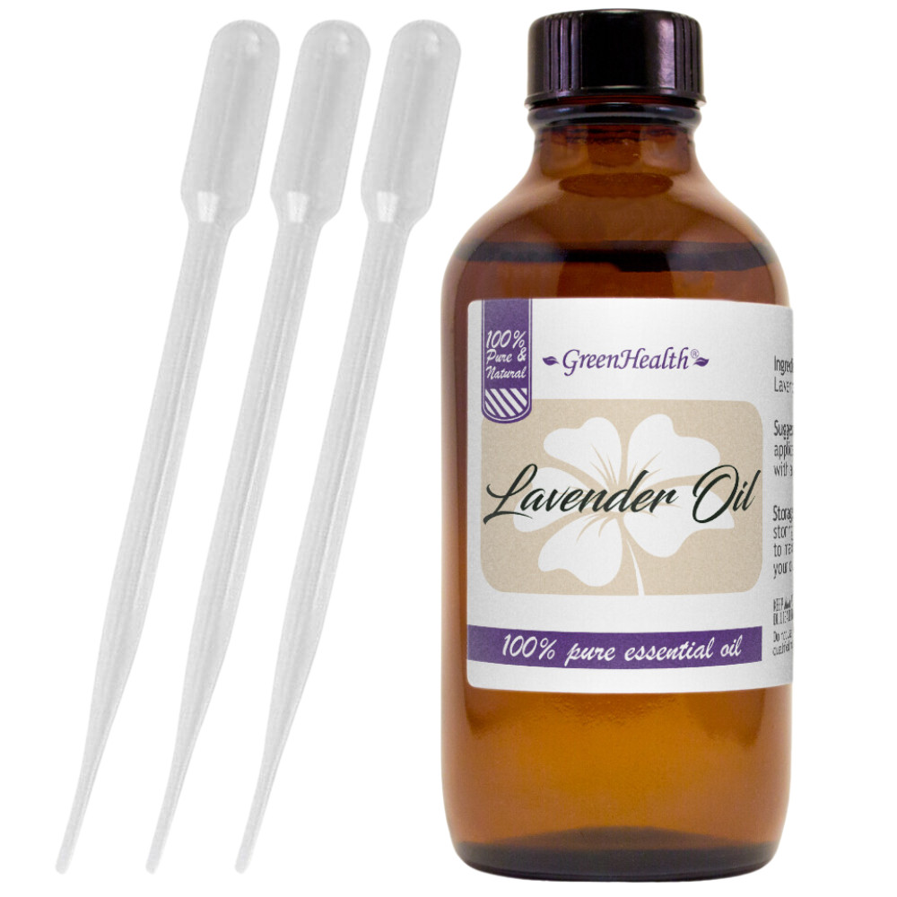 4 fl oz GreenHealth Lavender Essential Oil w/ 3 Free Droppers