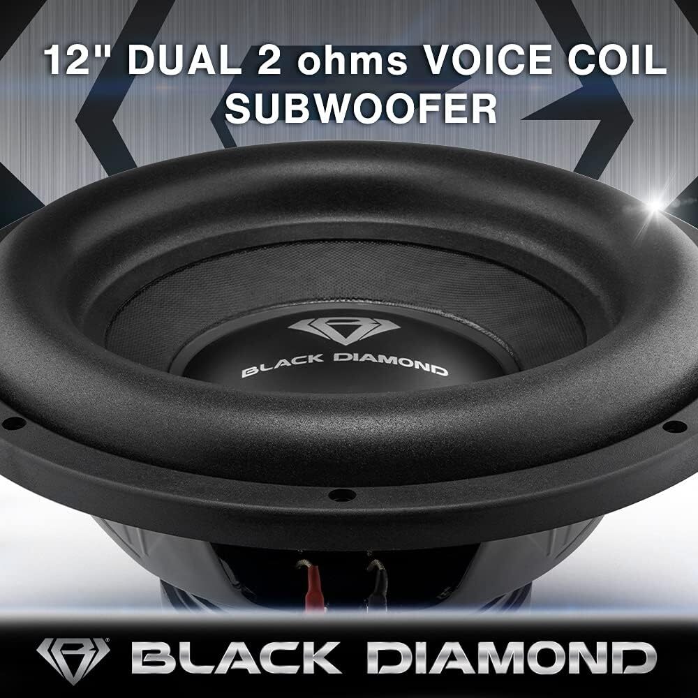 Black Diamond 12" Subwoofer Dual 2+2 Ohm 600 Watts RMS DIA-R12D2