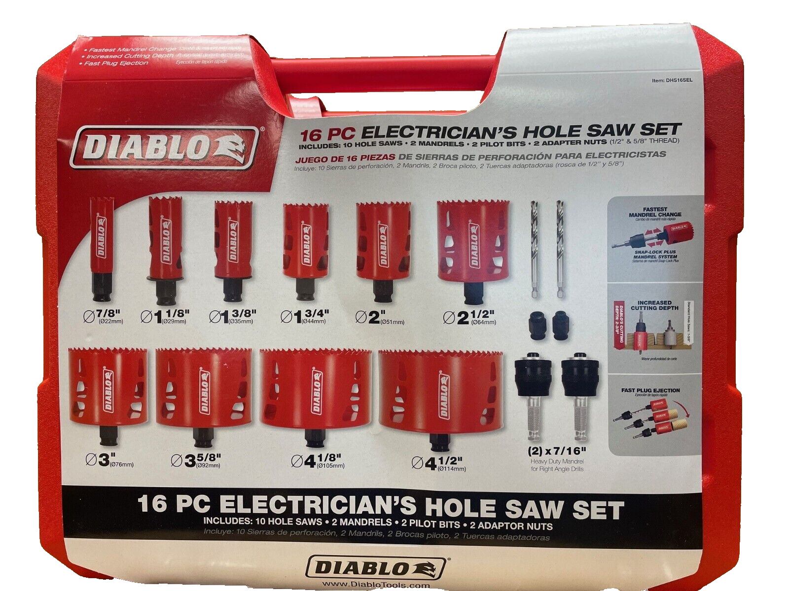 Diablo DHS16SEL 16 Piece Electrician's Bi‑Metal Hole Saw Set-NEW