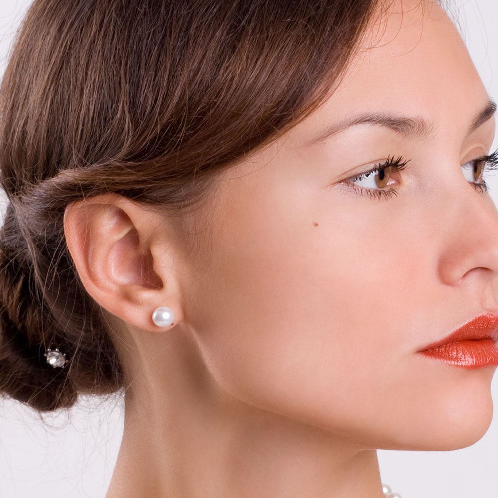 Sterling Silver Real Genuine Freshwater Culture Pearl Stud Earrings Gift for Her