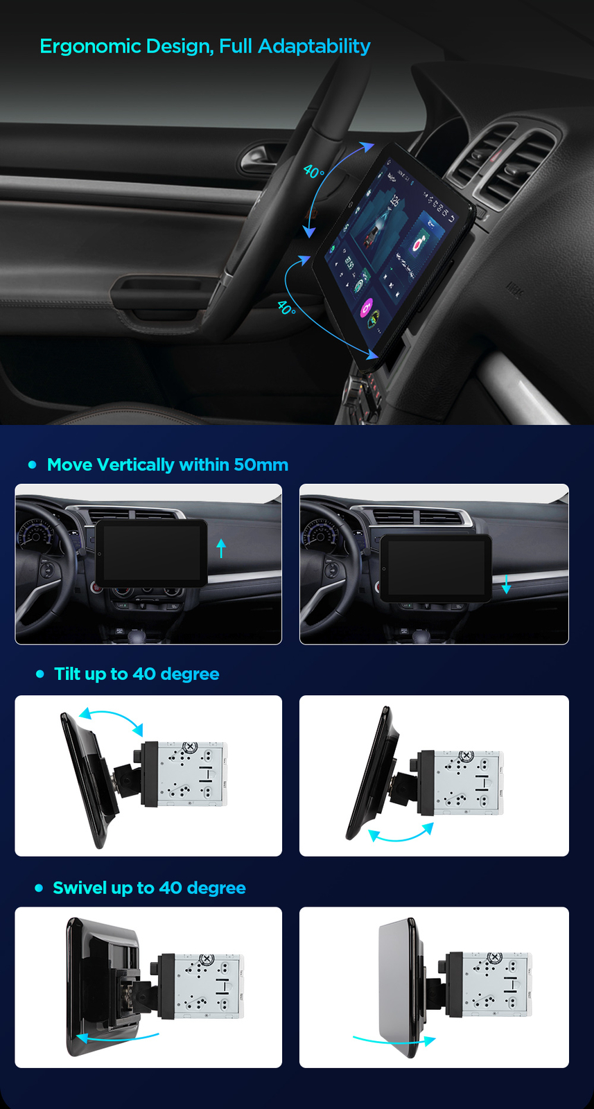 12.8" Rotatable Octa Core Android 14 Car Stereo Radio 2 DIN QLED 4G LTE 8+128GB