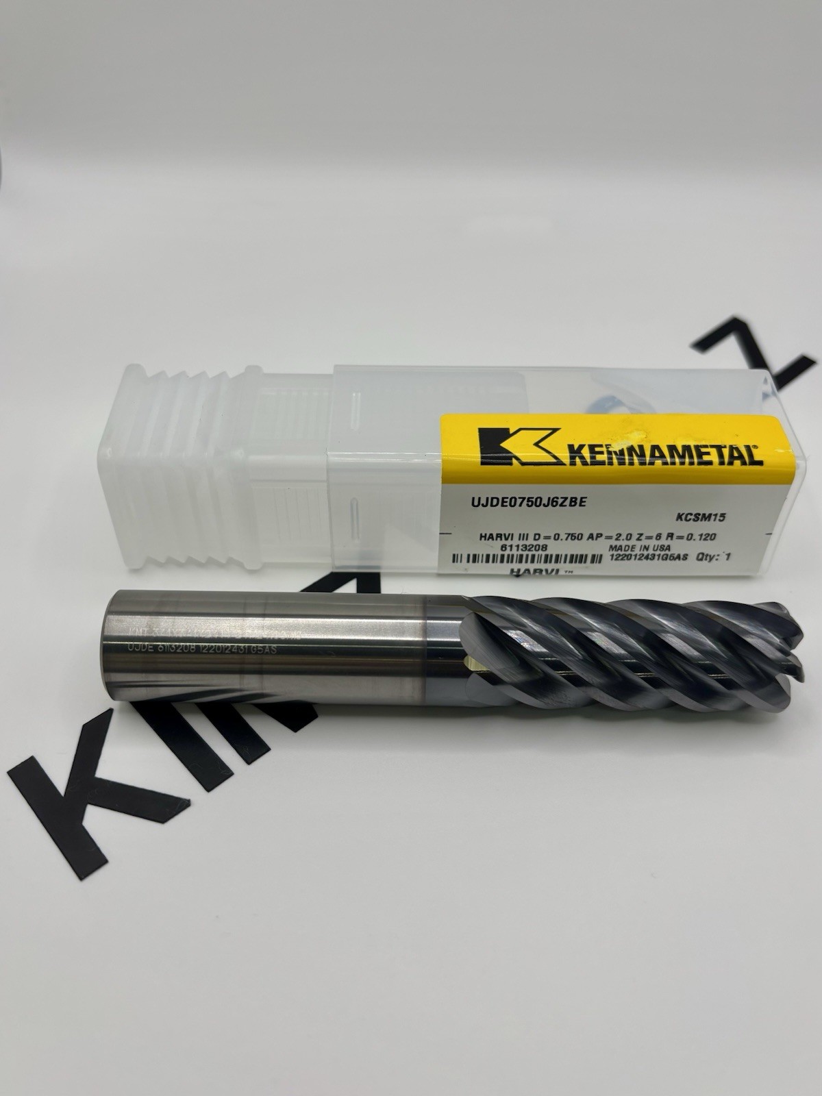 KENNAMETAL 6113208 CARBIDE 3/4x3/4x2x4 1/2 6F .120R END MILL. FREE SHIPPING