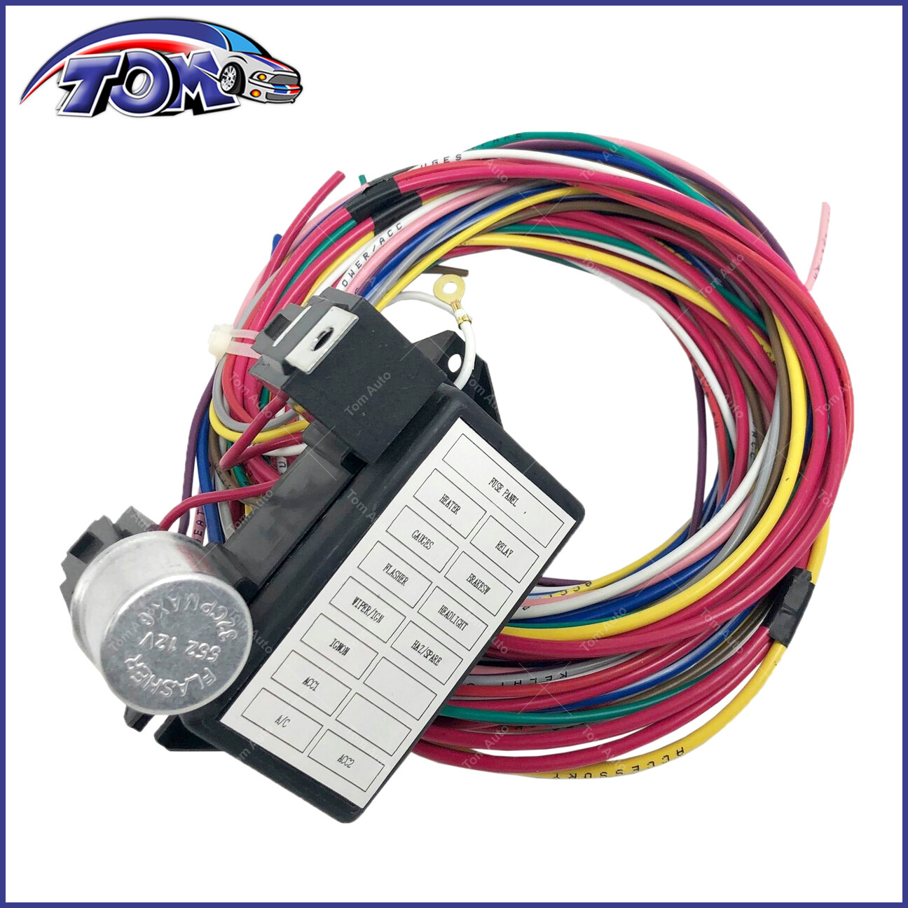 12 Circuit Universal Wiring Harness Muscle Car Hot Rod Street Rod XL Wires