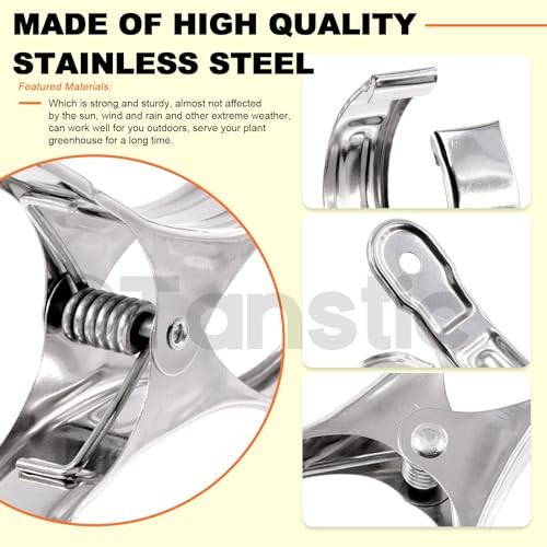 40Pcs 3.5 Inch Stainless Steel Greenhouse Clamps Garden Clips 3.5 inch - 40pcs