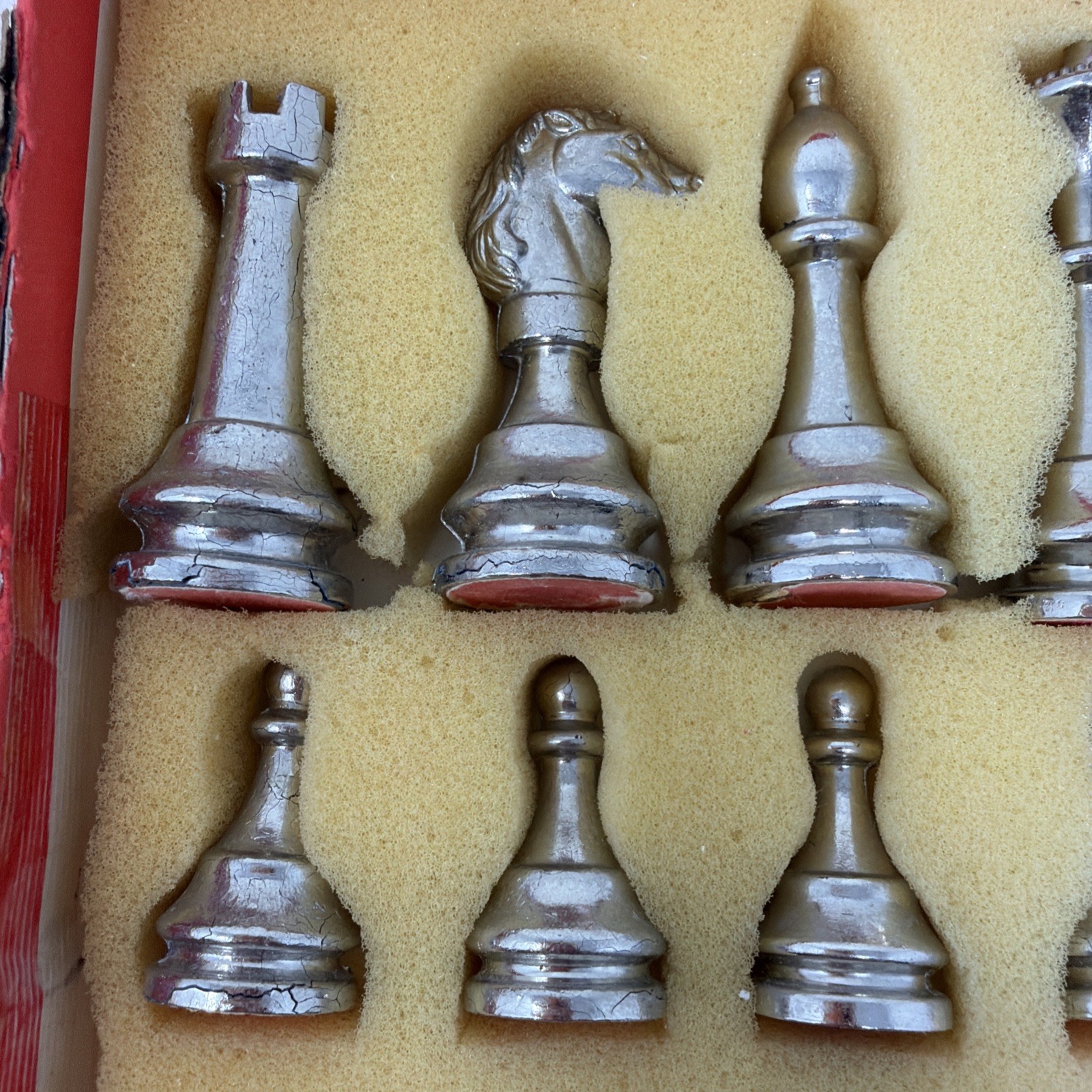 Italian 3" Brass and Cast Metal Complete Set of 32 Chess Pieces