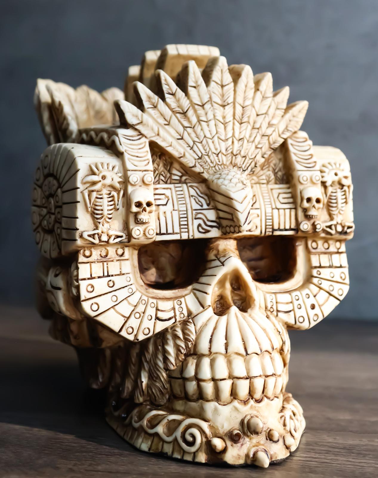 Ebros Aztec Empire Emperor Montezuma Skull Statue Tenochtitlan King Moctezuma
