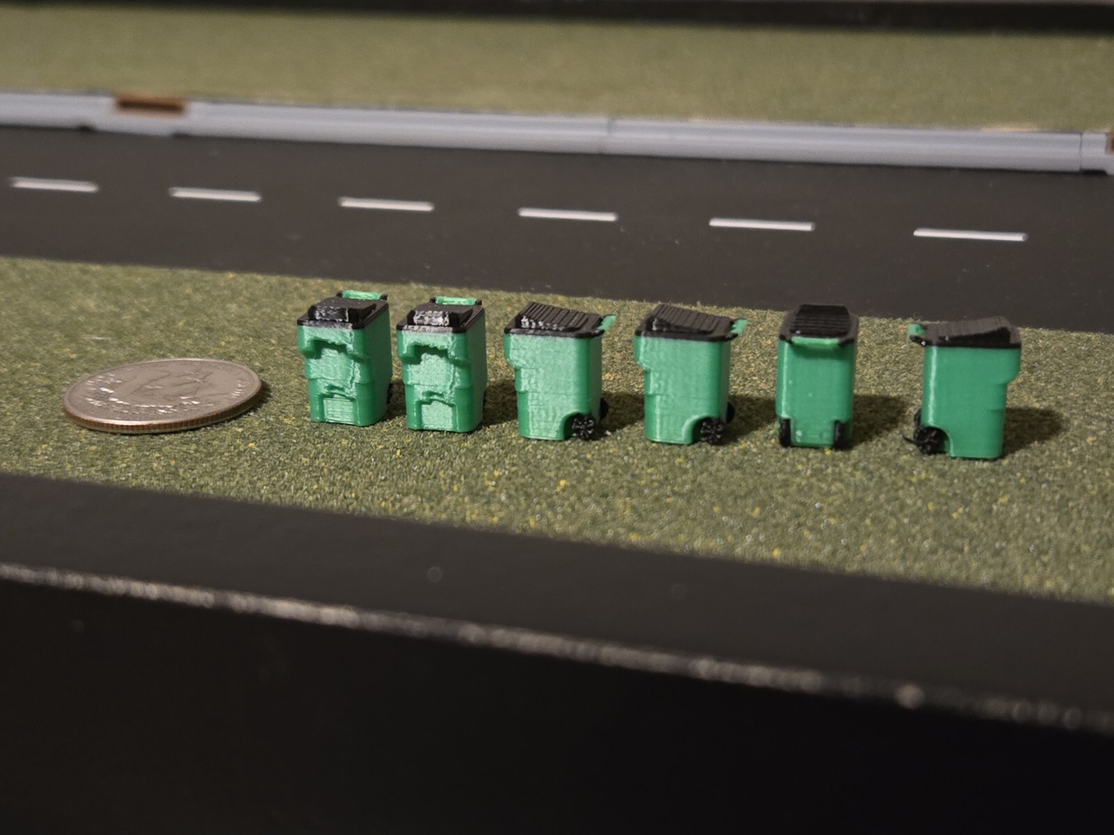 1/87 Scale Trash Bins *6 Pack* in Green