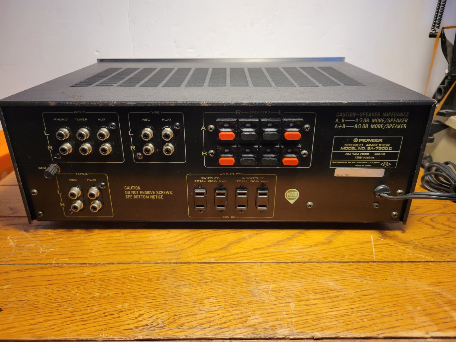 VTG PIONEER STEREO AMPLIFIER MODEL NO. SA – 7500 II/ TESTED AND WORKING GREAT!