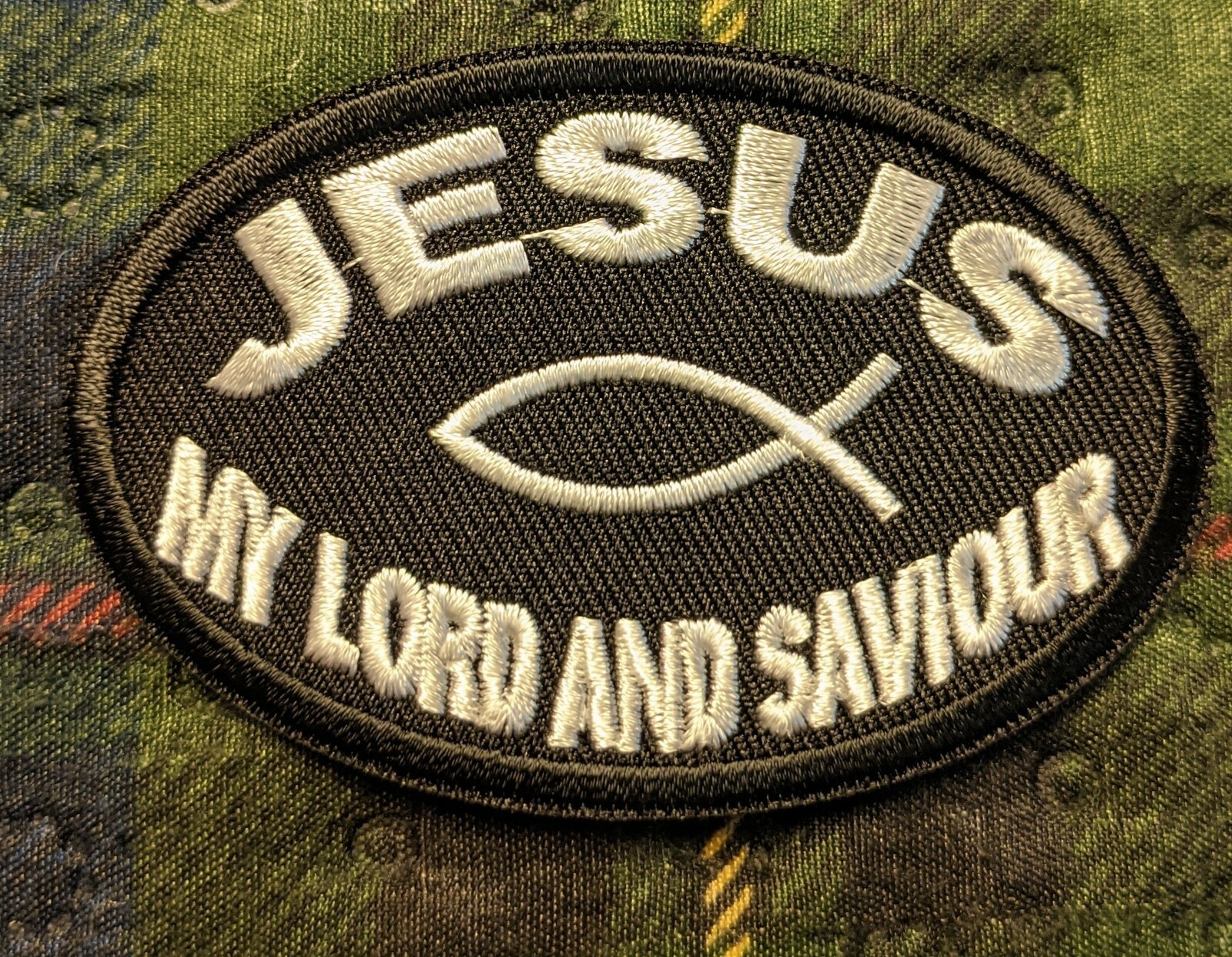 Jesus My Lord and Savior Jesus Fish Christian God Embroidered Biker Patch