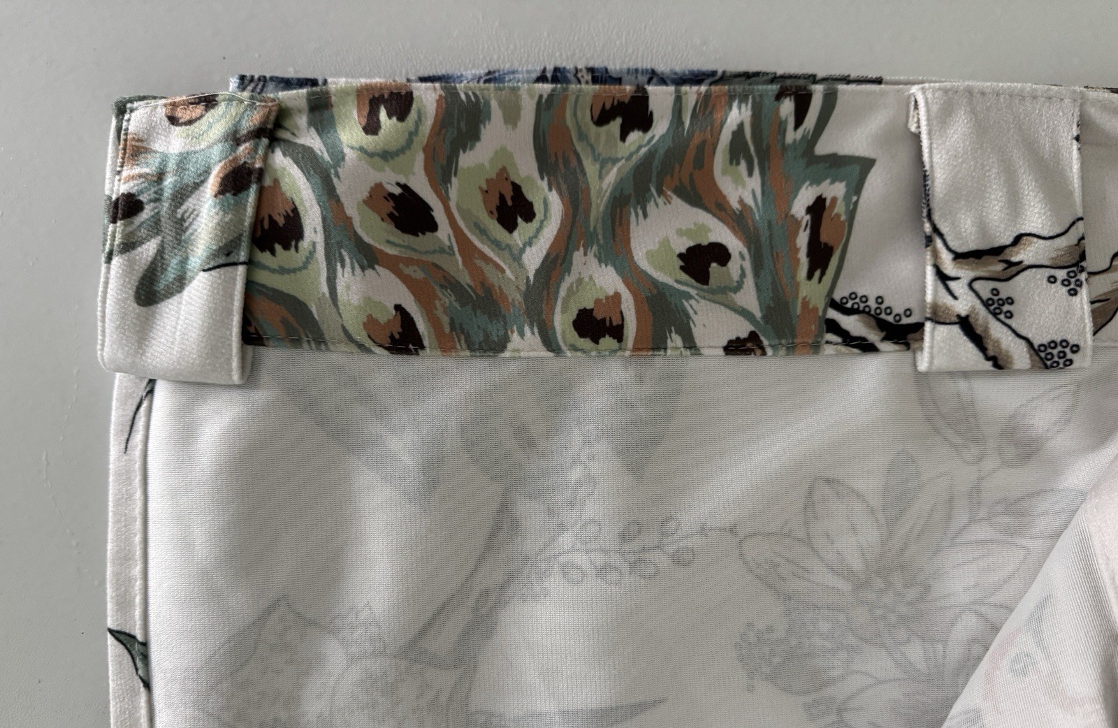 CALLISTO Window Curtains 2 Panels 38” X 84" Peacock Birds Drapers Back Top Ivory