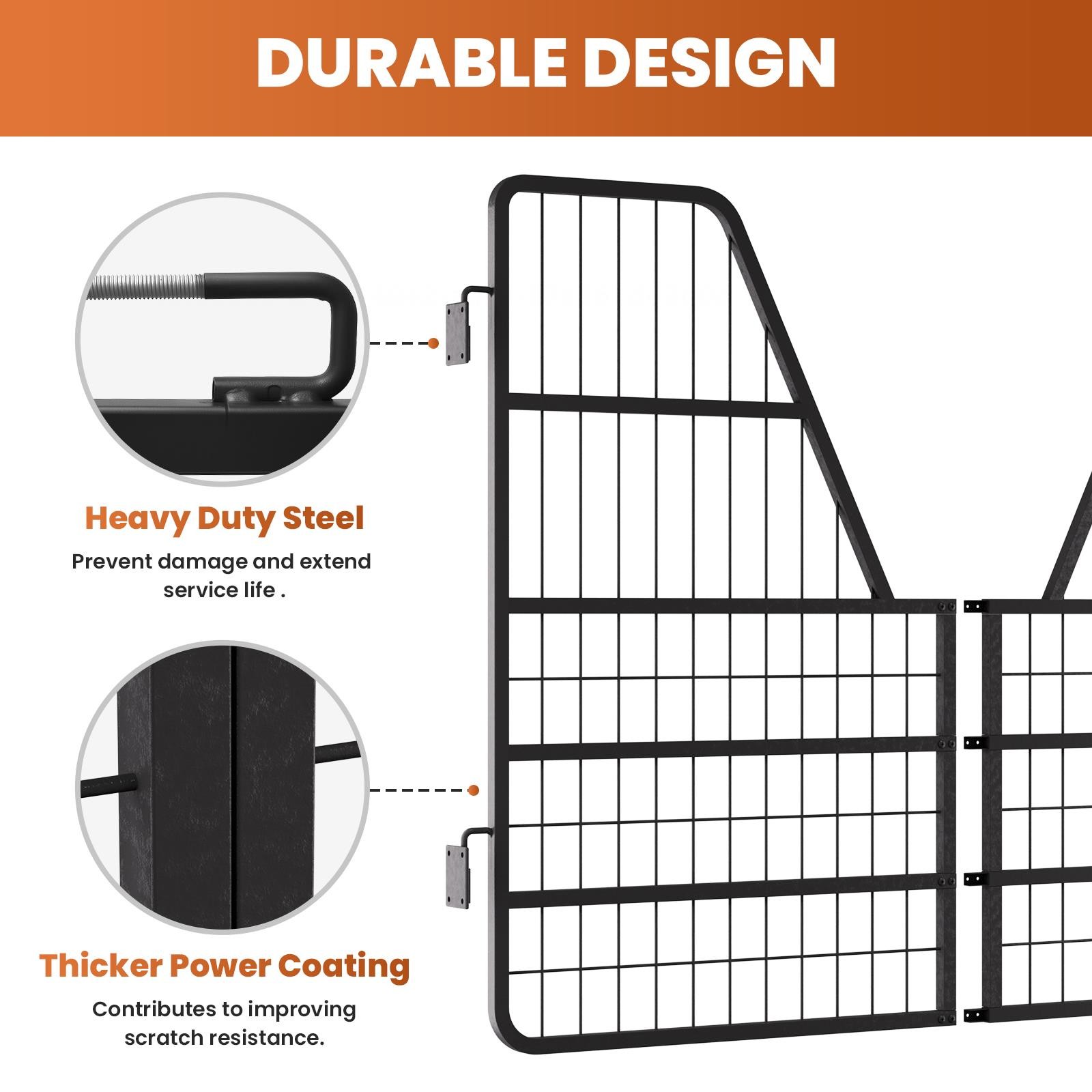 Livestock Gate 52"x42", Heavy Duty Steel Stall Guard Easy Installation Black