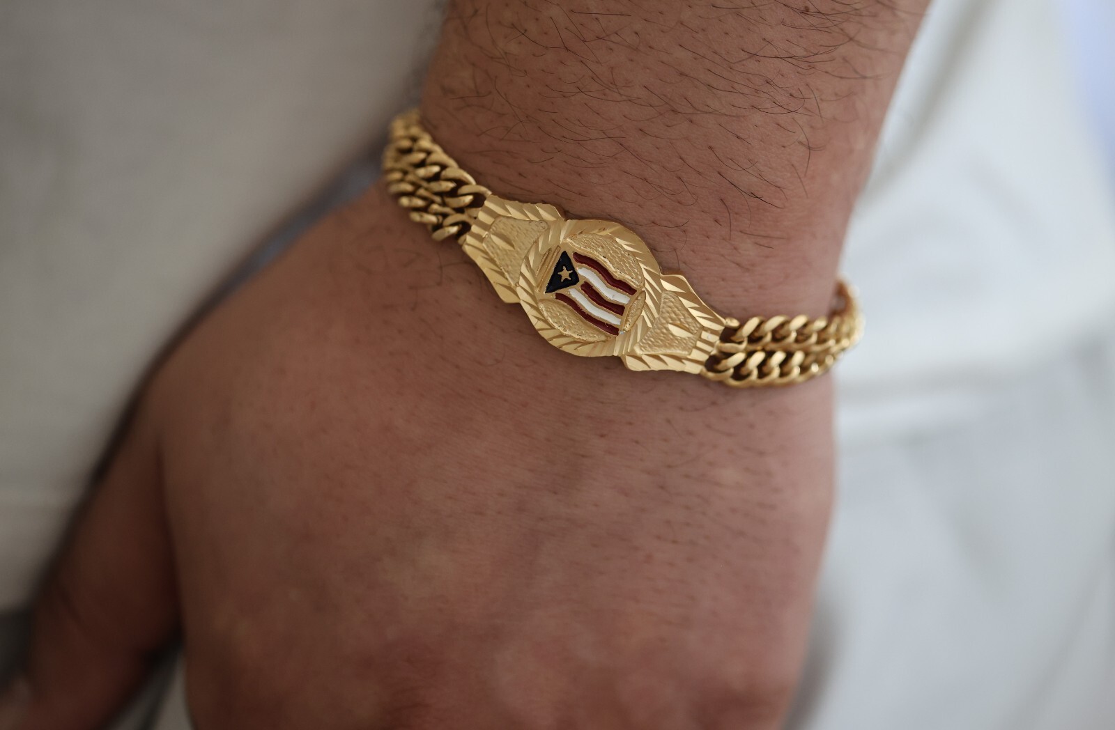 Gold Puerto Rico Flag Bracelet, 14k Gold plated, No Fade, Waterproof