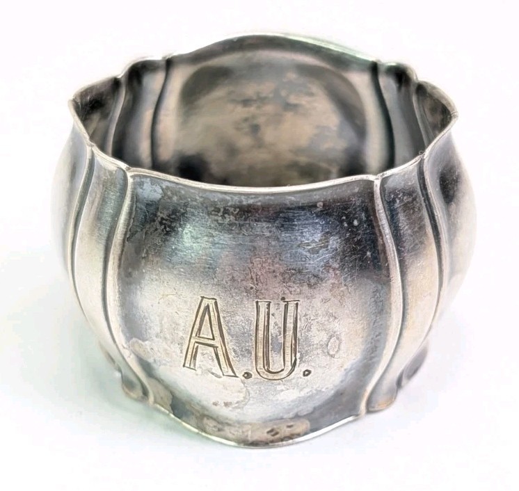 835 German Silver Napkin Ring Wilhelm Binder 36 Grams AU Monogram
