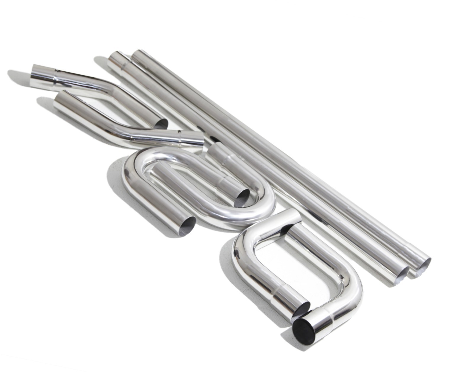 8PC 2.5"SS DIY Custom 45/90/180 Degree+47"Straight Pipe+ Crossover X- Pipe Kit