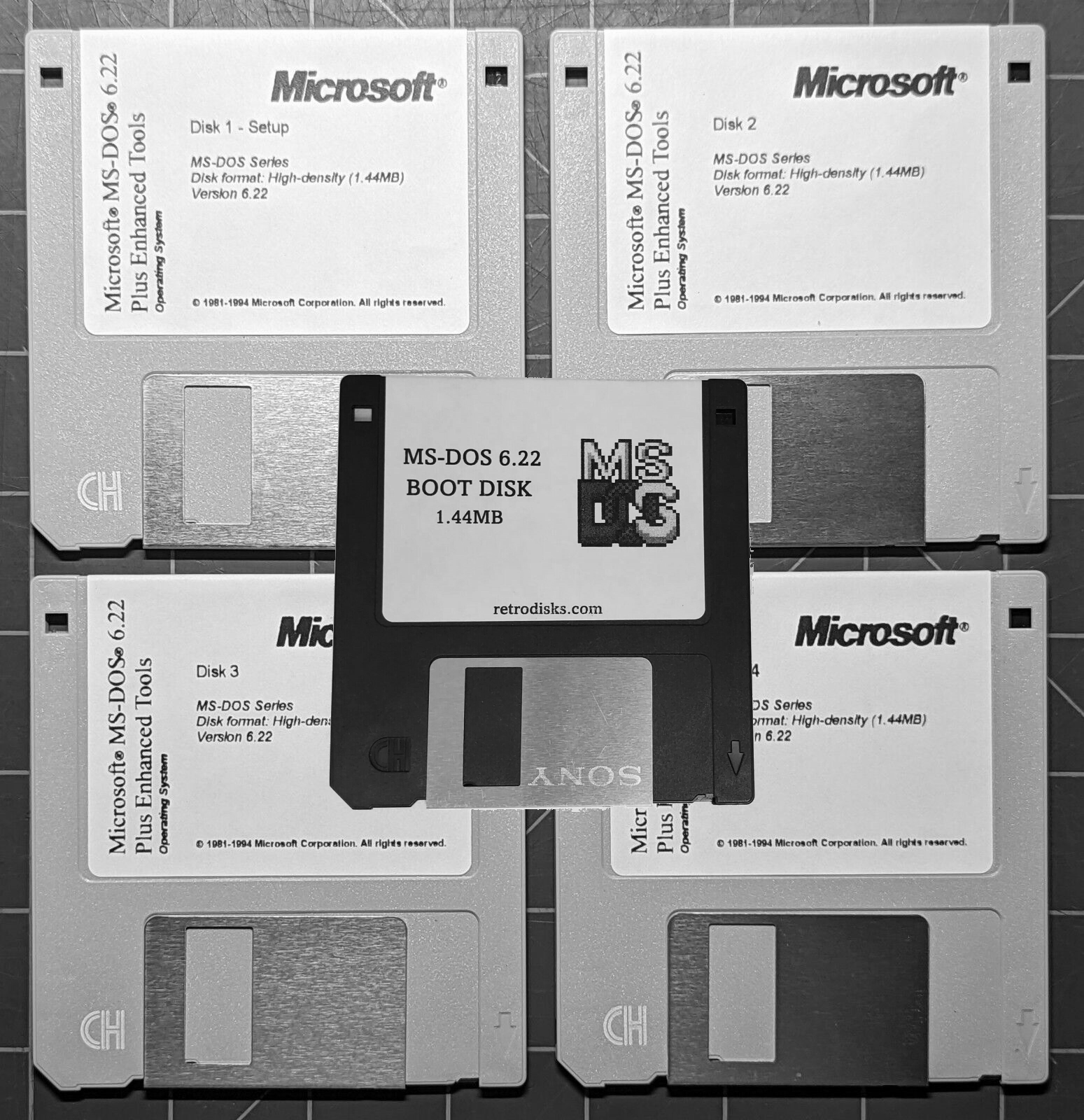 Microsoft MS-DOS 6.22 Installer + Boot Floppy Combo - 3.5" 1.44MB (Reproduction)