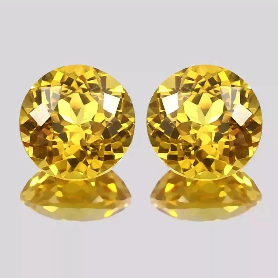 70 Ct Natural Ceylon Round Cut Yellow Sapphire Certified Loose Gemstone Pair