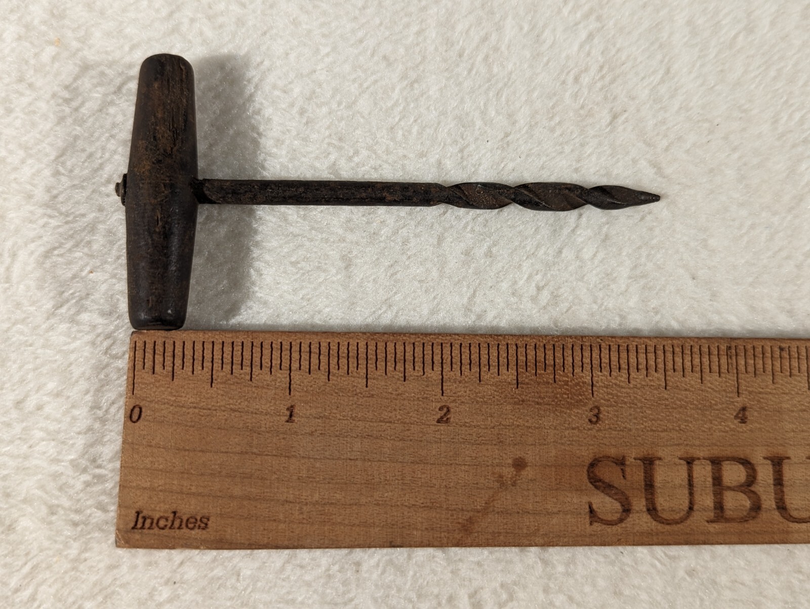 ANTIQUE HAND GIMLET AUGER DRILL CIVIL WAR ERA ARTILLERY GUNNERS TOOL WOOD HANDLE