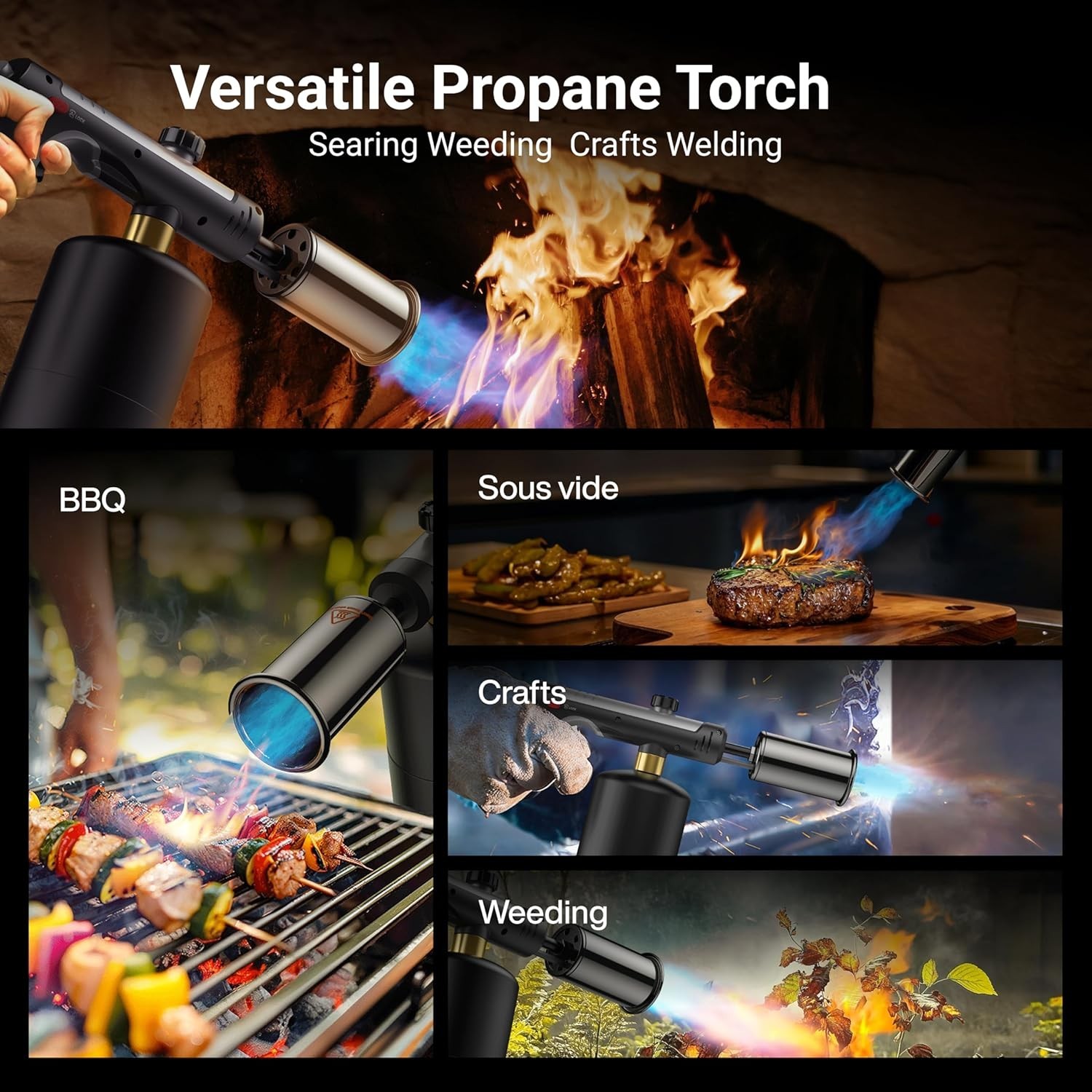 ThermoMaven Propane Torch with One-Touch Max Fire, Cooking Blow Torch Gun PT03