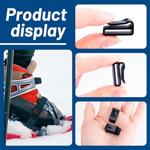 20 Pack Snowshoe Strap Clips - 0.8 inch Ski Boot Wraps Buckle - Multipurpose