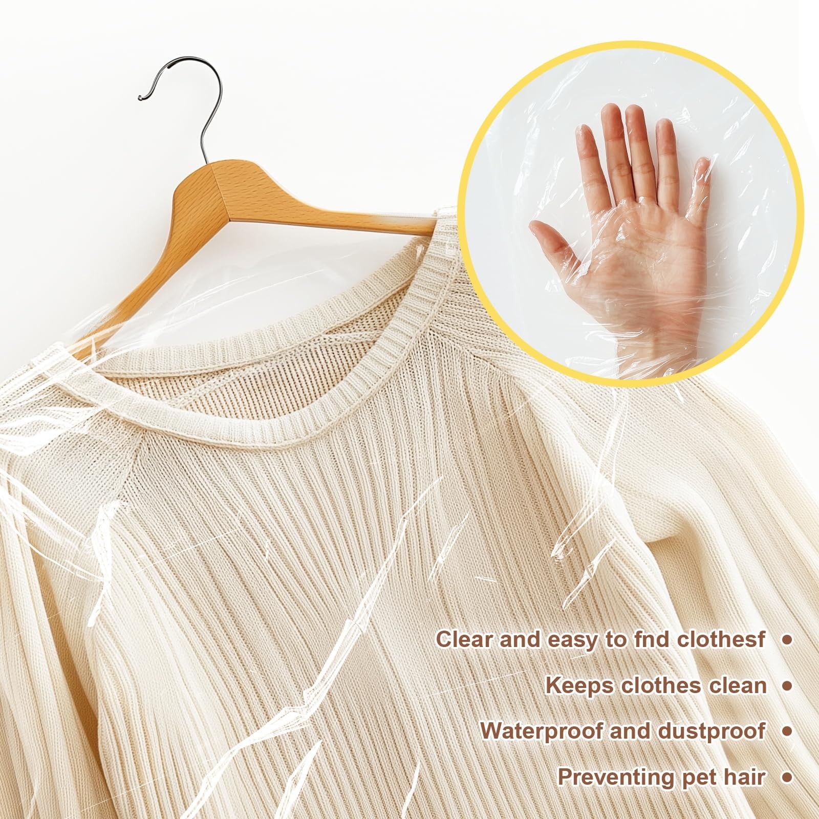 40 Pcs Dry Cleaner Clothes Covers Plastic Clear Garment Bags for Clothes 60X90Cm