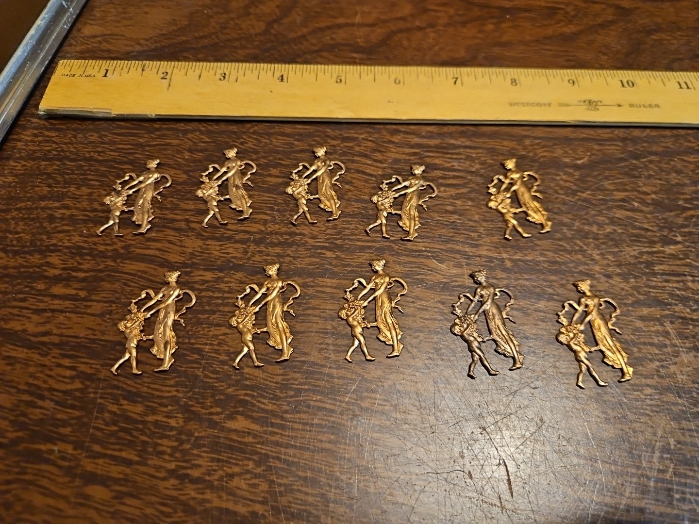 Lot Of 10 Angels Dancing France Vintage 60s Brass Stampings Findings Jewelry