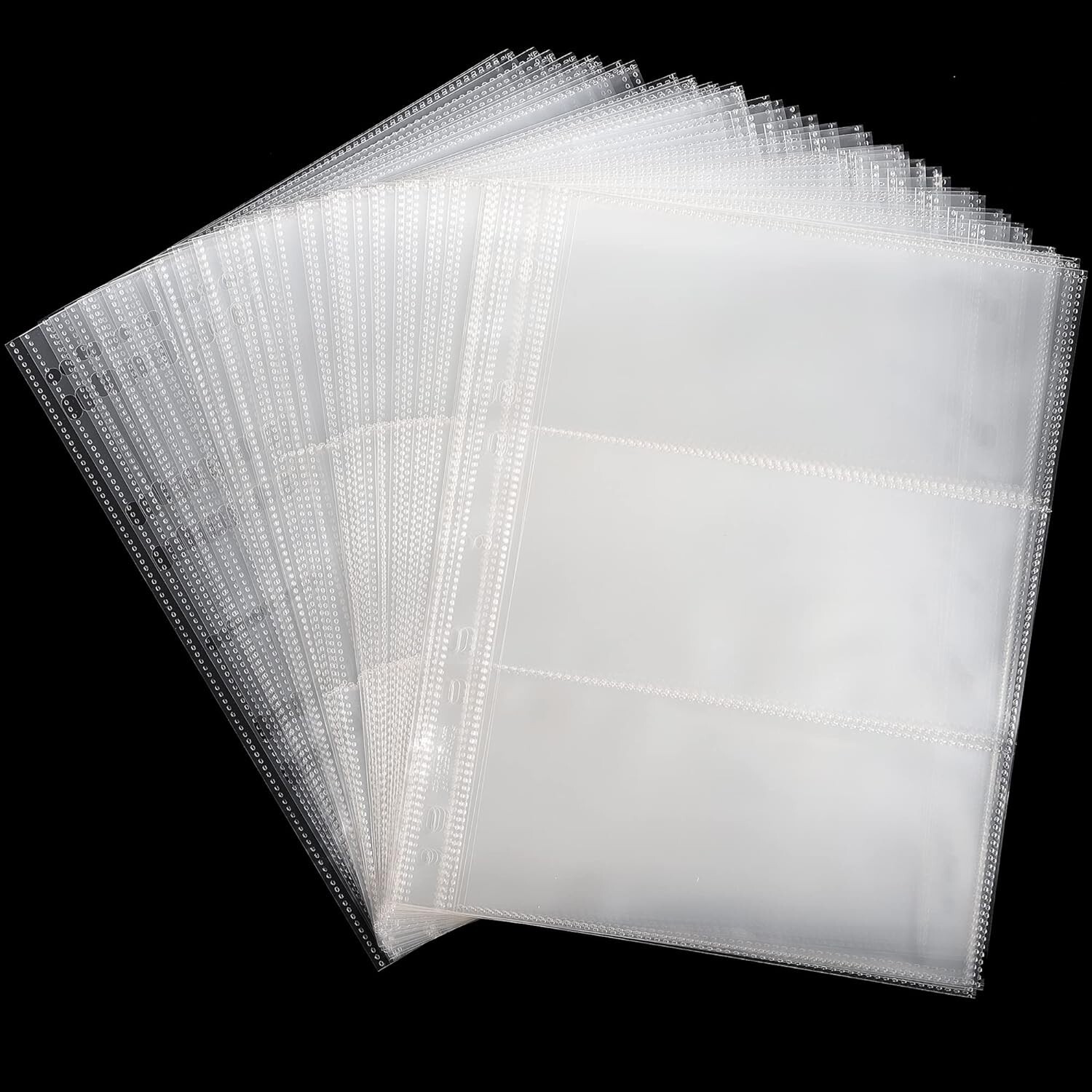 100 Sheets Currency Pages 3‑Pocket Sleeves – Archival Quality for Paper Money