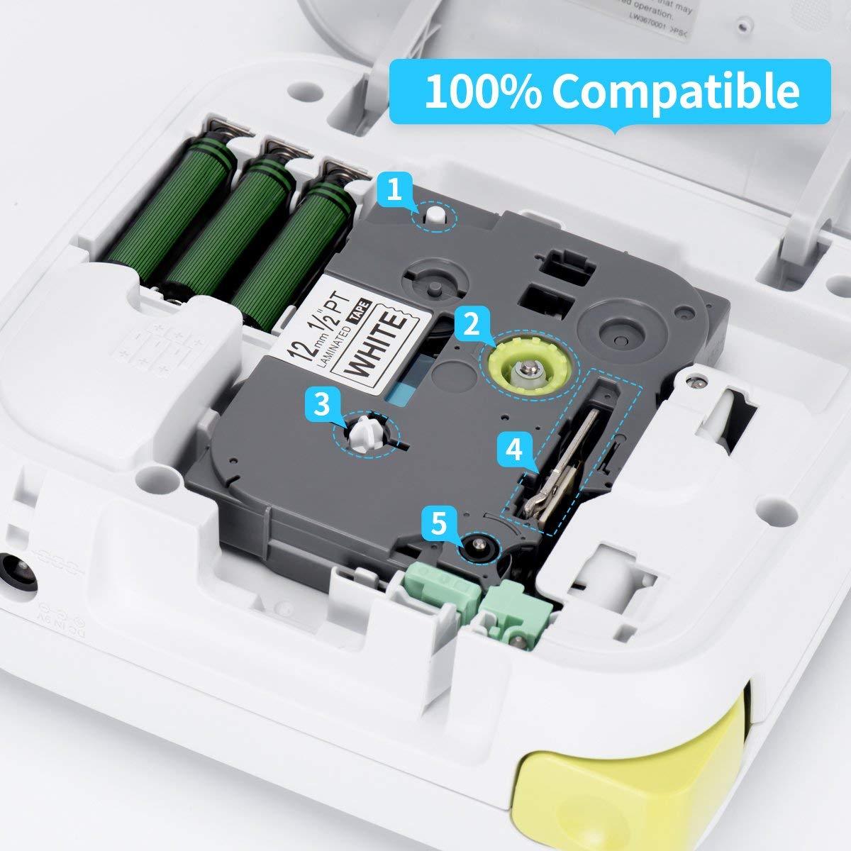 4PK Brother P-Touch TZ-231 TZe-231 12mm Label Tape Black on Color 1/2" PT-D21