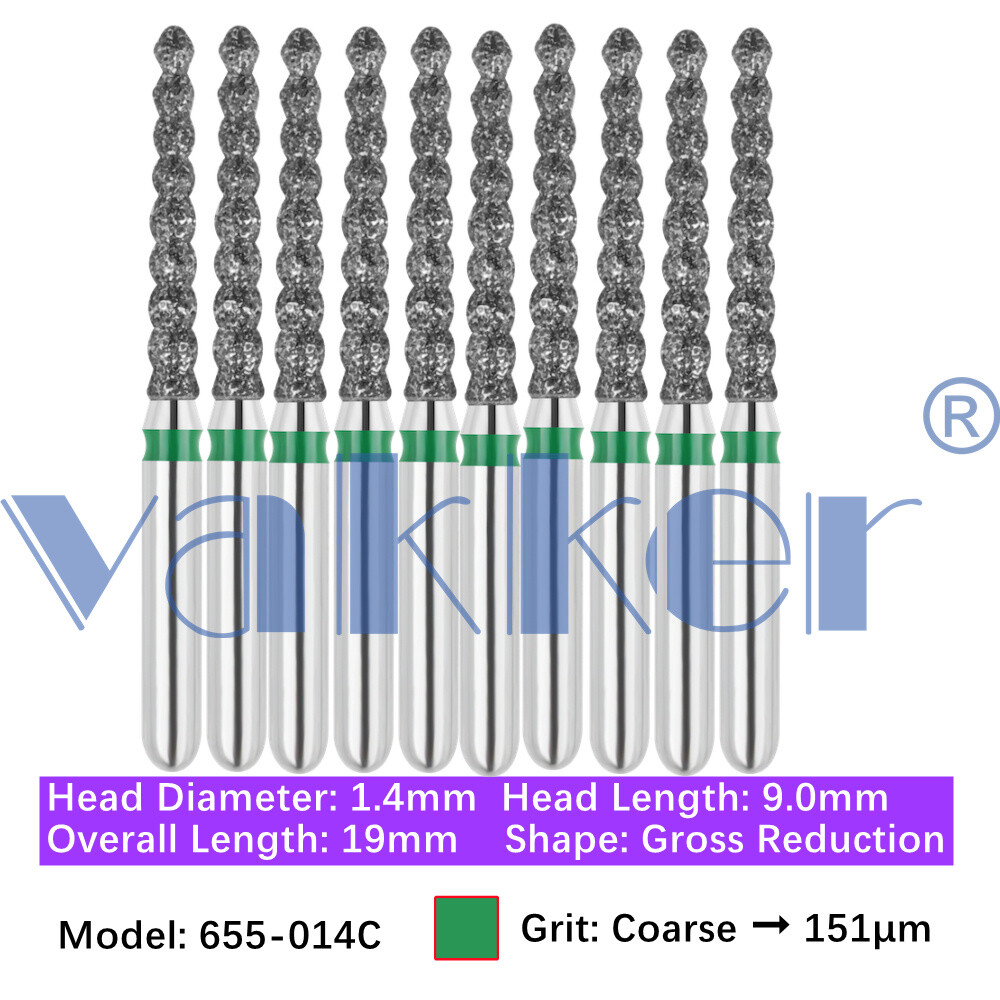 Vakker 10pc Dental Diamond Burs Friction Grip Super Coarse, Coarse Handpiece Bur