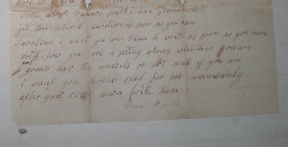 1851 Handwritten Letter, Found in Wall