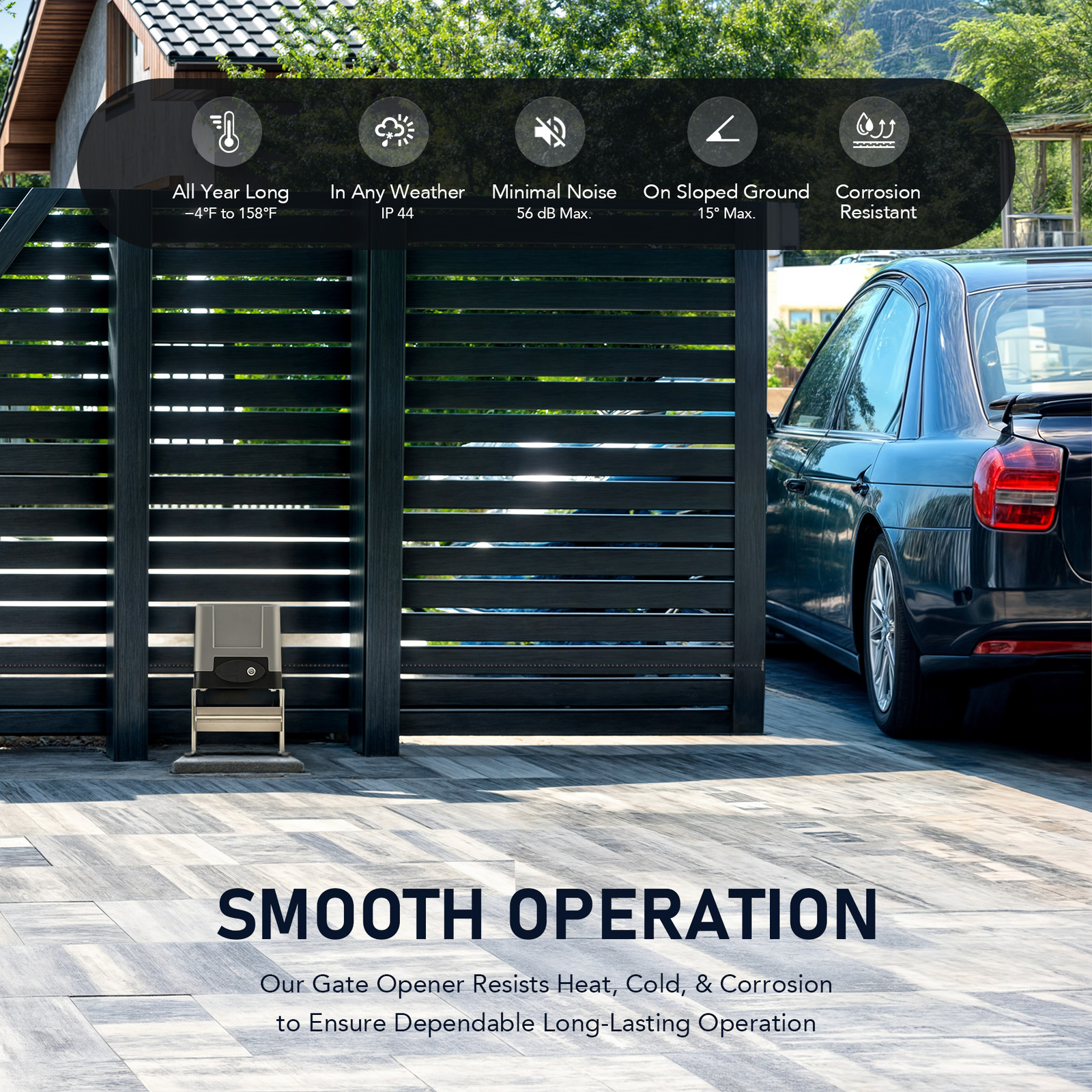 CO-Z 1400lb Sliding Gate Opener Security System Kit - APP & Keypad & 4 Remotes