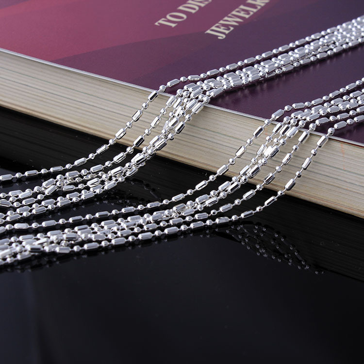 Wholesale 10pcs 925 Sterling Silver Plated 1.5mm Bamboo Chain Necklace 16"-30"