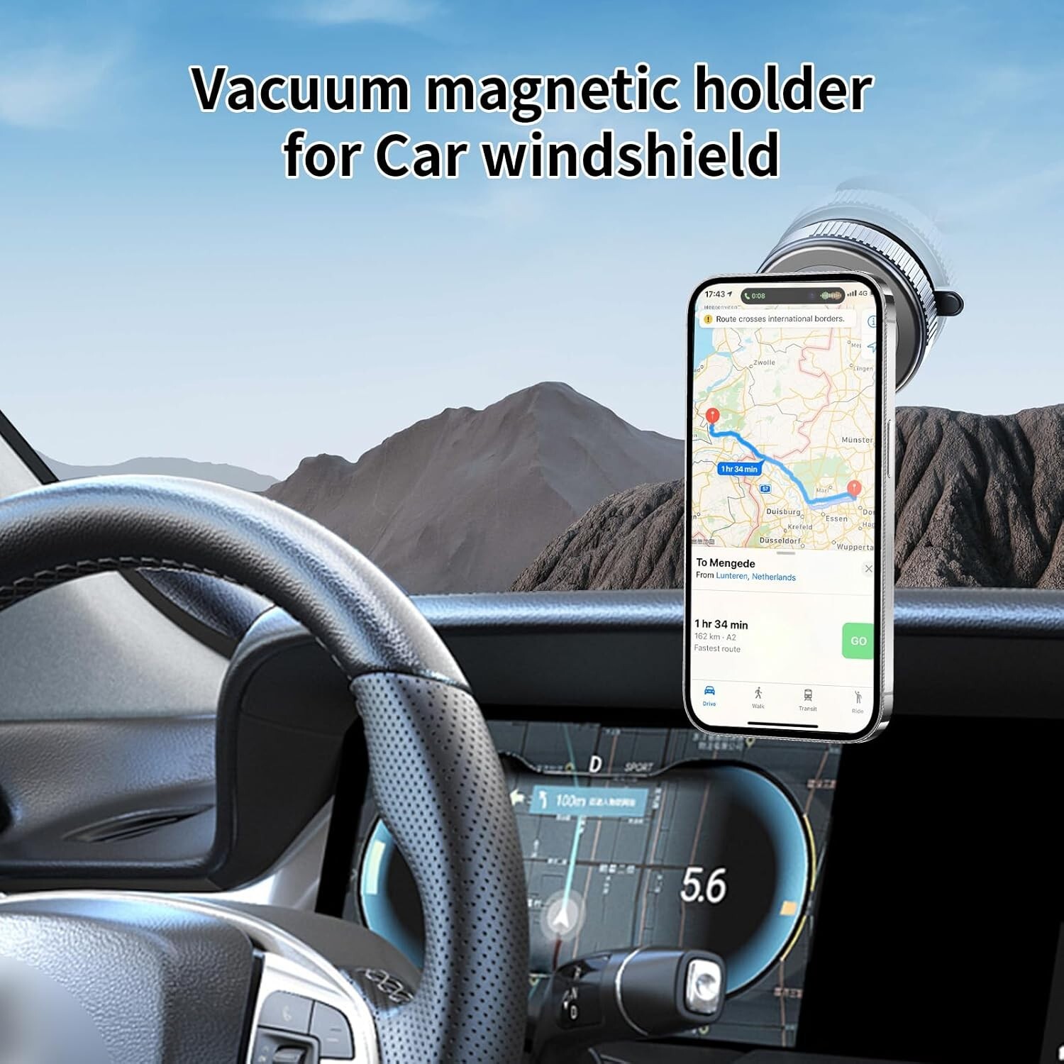 360° Vacuum Magnetic Phone Holder - Suction Cup Car Mount w/ Foldable Stand US