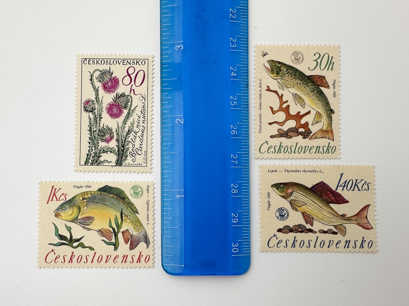 Postage Stamps Flora Fauna Czechoslovakia Vintage Set 19 pcs Birds Fishes Flower