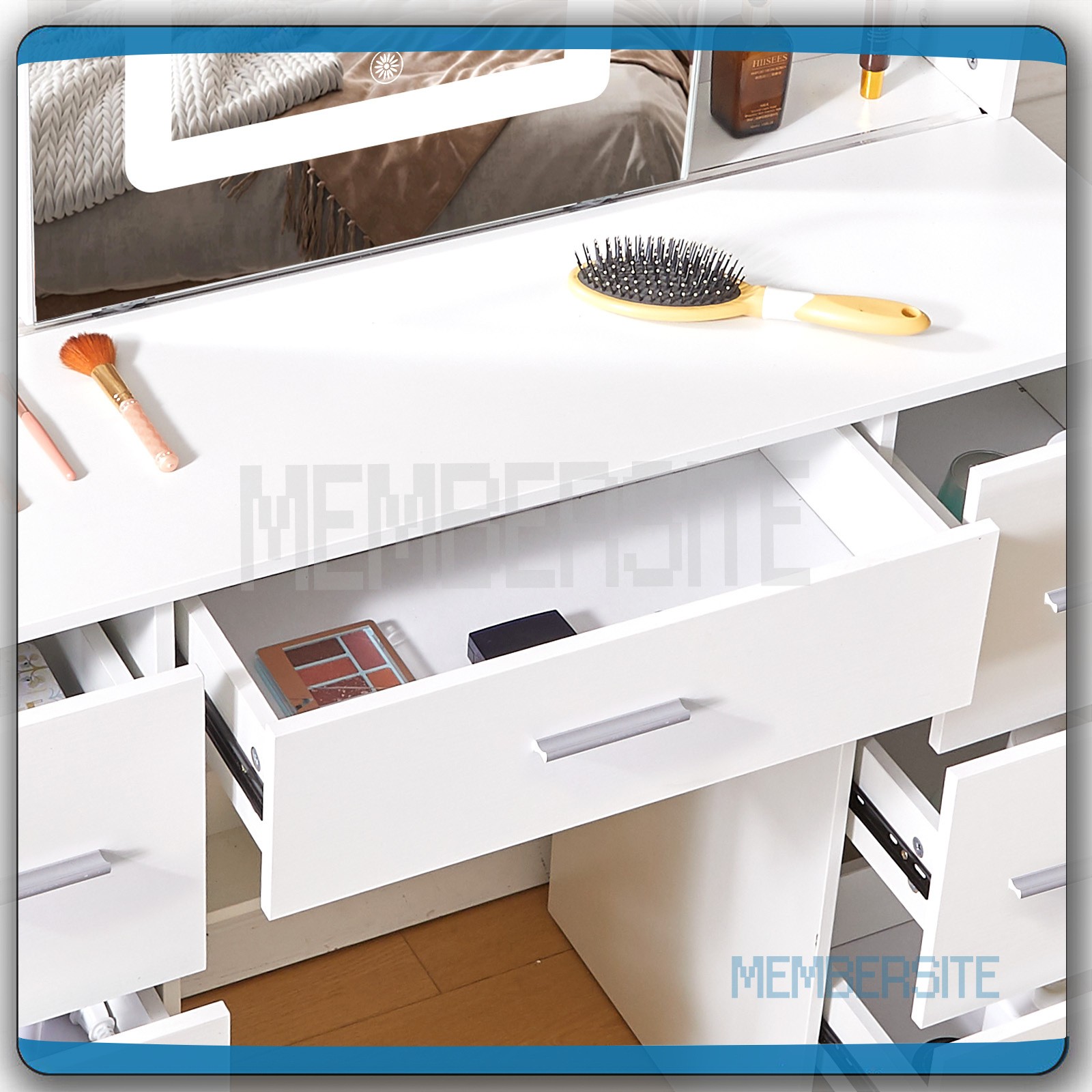 NEW Makeup Vanity Table With Smart LED Sliding Mirror & 10 Shelves Dressing Desk