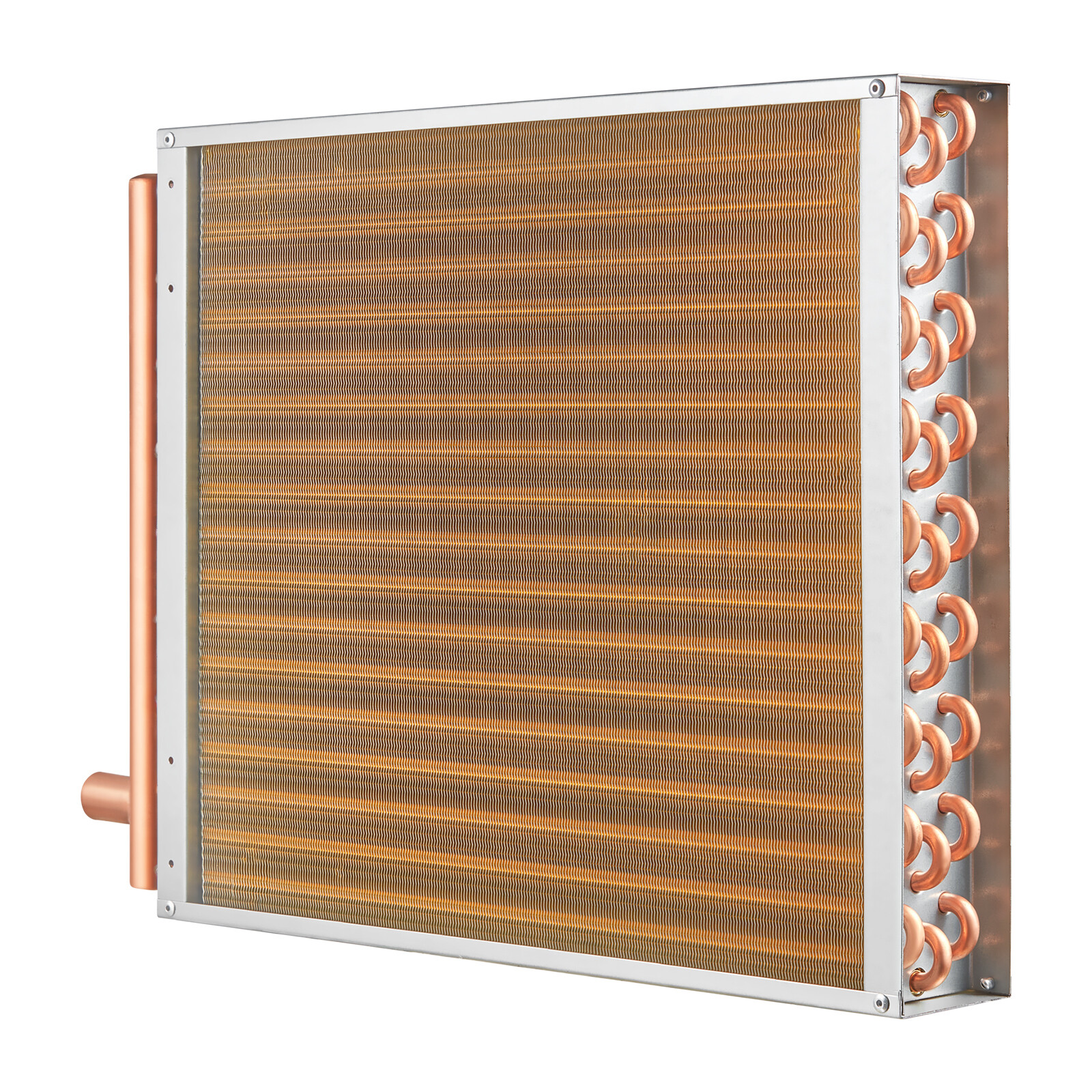 VEVOR 18"x 20" Heat Exchanger Water to Air 3-Row 3/8" Copper Ports 242 Fins