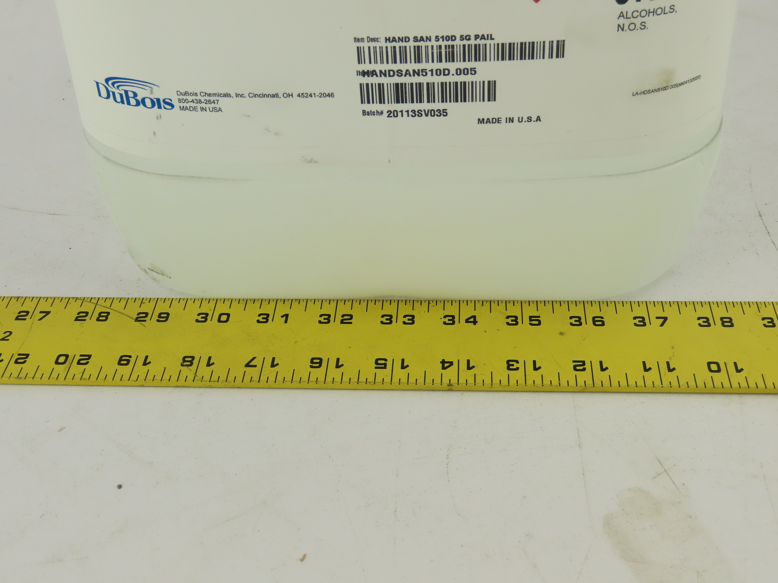 DuBois HAND SAN 510D Hand Sanitizer, 5 Gallon Pail 80% Alcohol