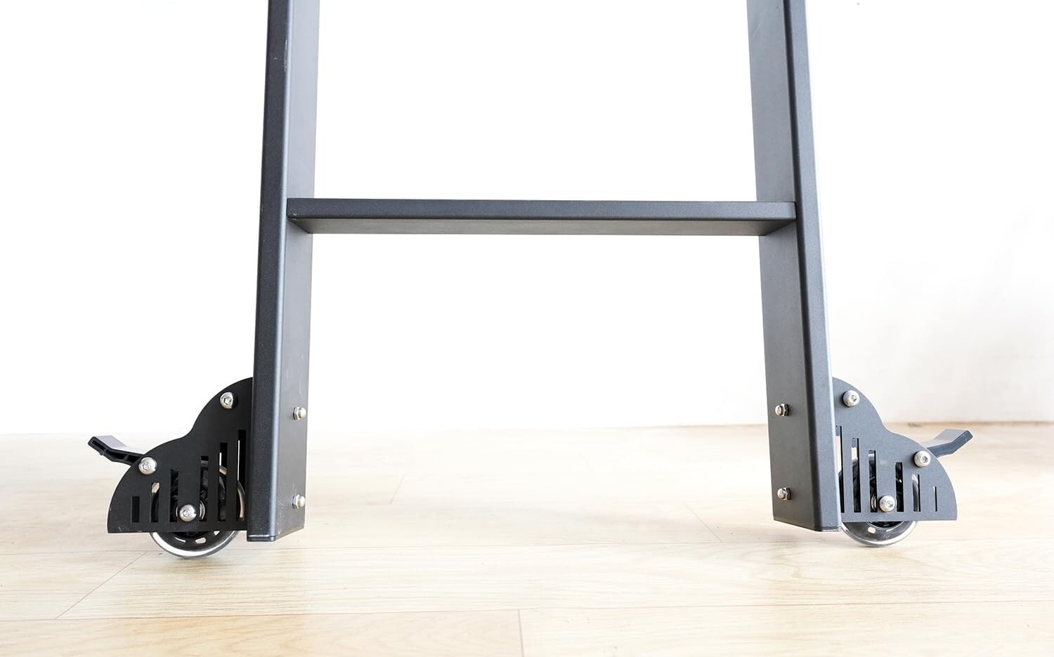 Hook On Rolling Library Ladder Track Kit with Metal Ladder with Grab Handle