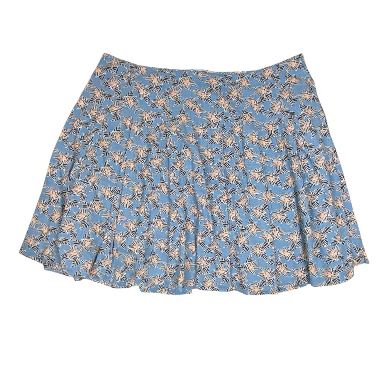 ModCloth Floral Button Front Skirt Size 28 Blue Lined