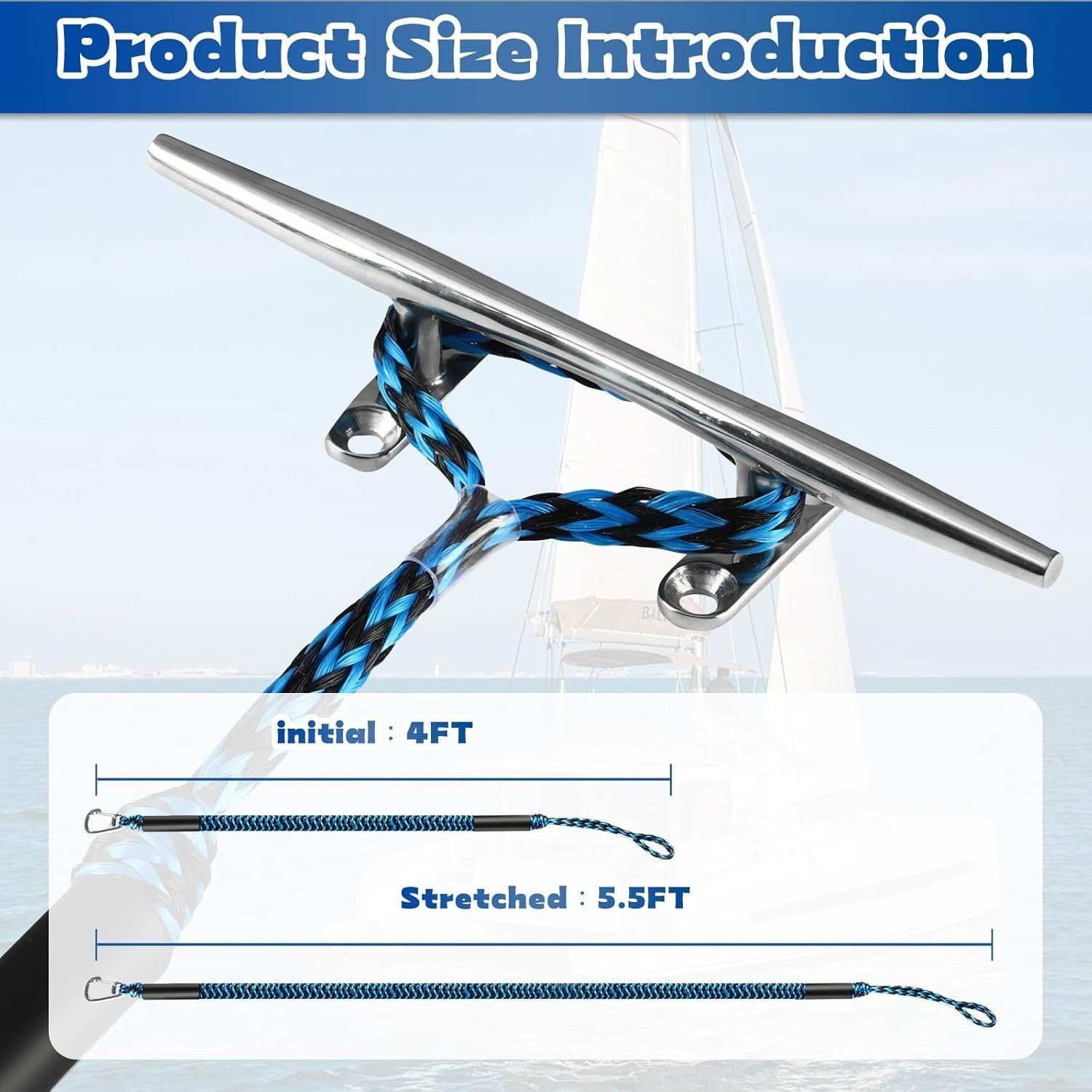 2Pack Marine Bungee Dock Line Boat Mooring Rope Anchor Cord Stretch Line Us