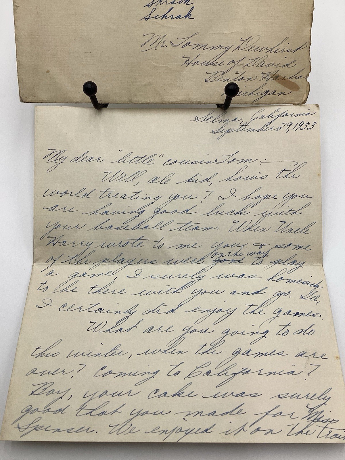 Vintage 1933 Handwritten Letter-House Of David Baseball & Daily Life