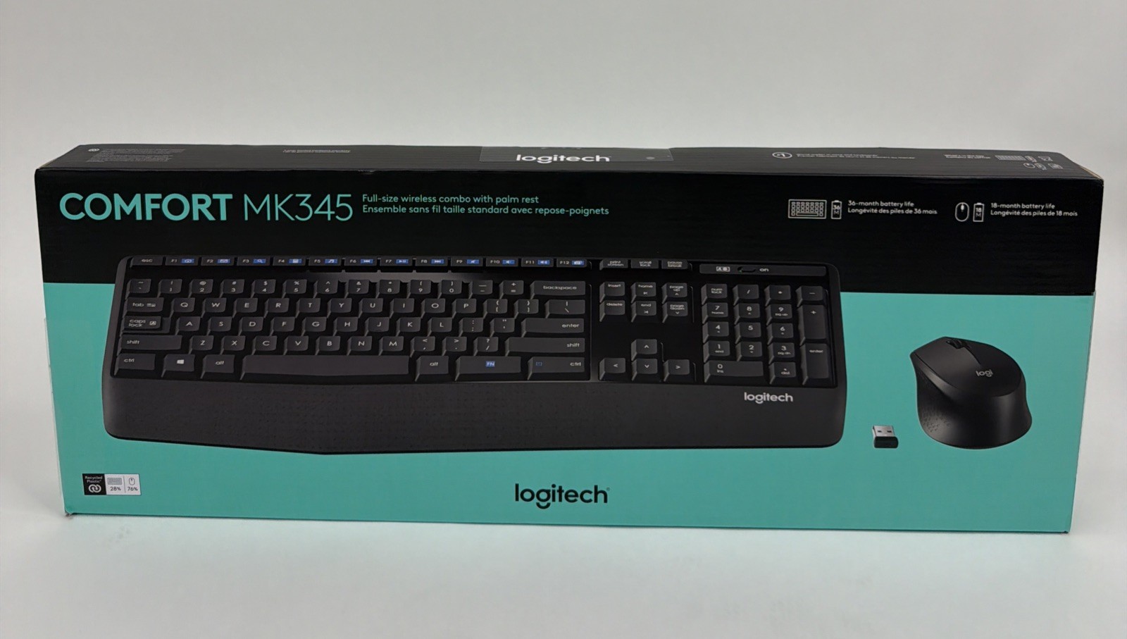 Logitech MK345 Wireless Keyboard & Mouse Black 2pk Bundle Brand New Sealed