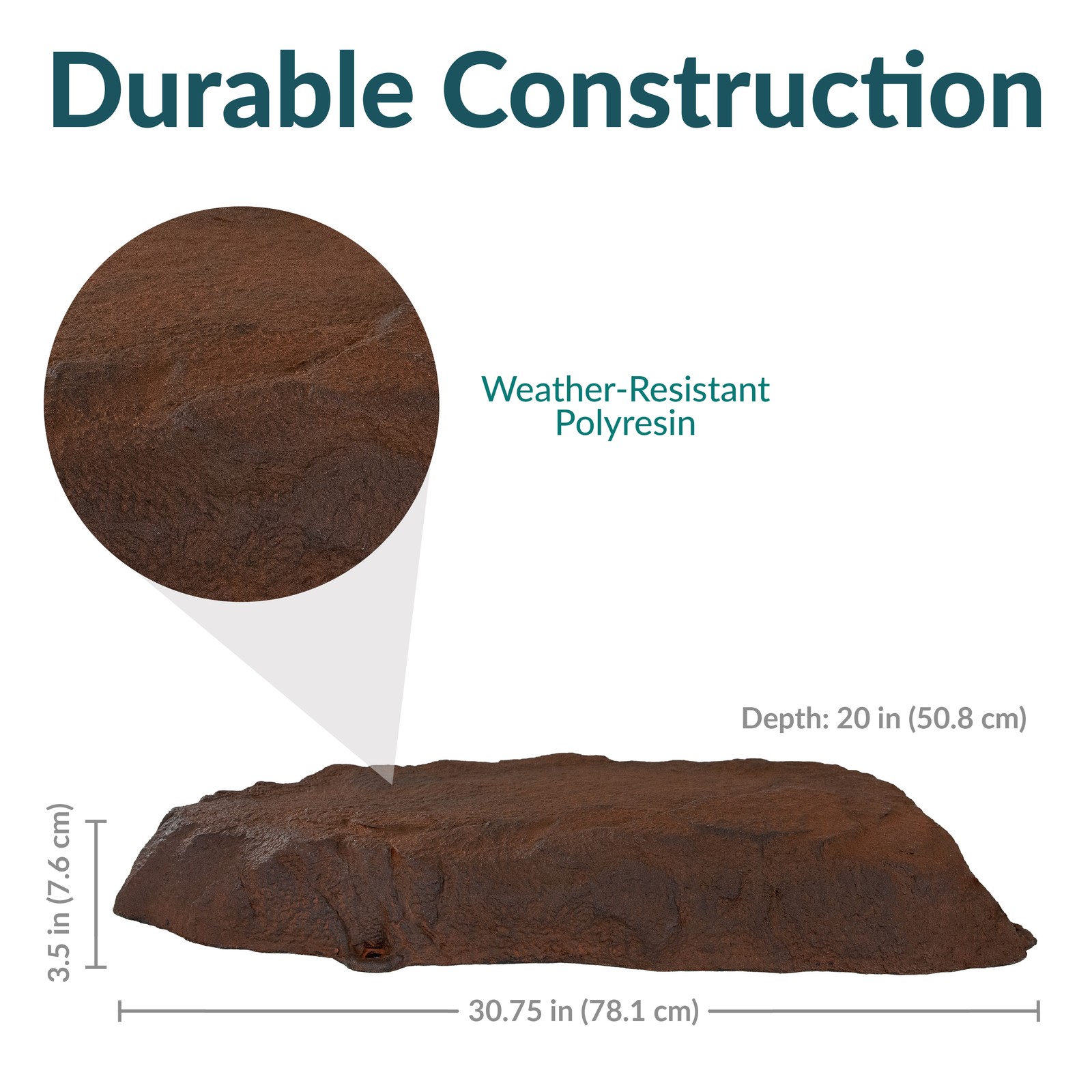 Flat Artificial Landscape Rocks with Stakes - Brown by Sunnydaze