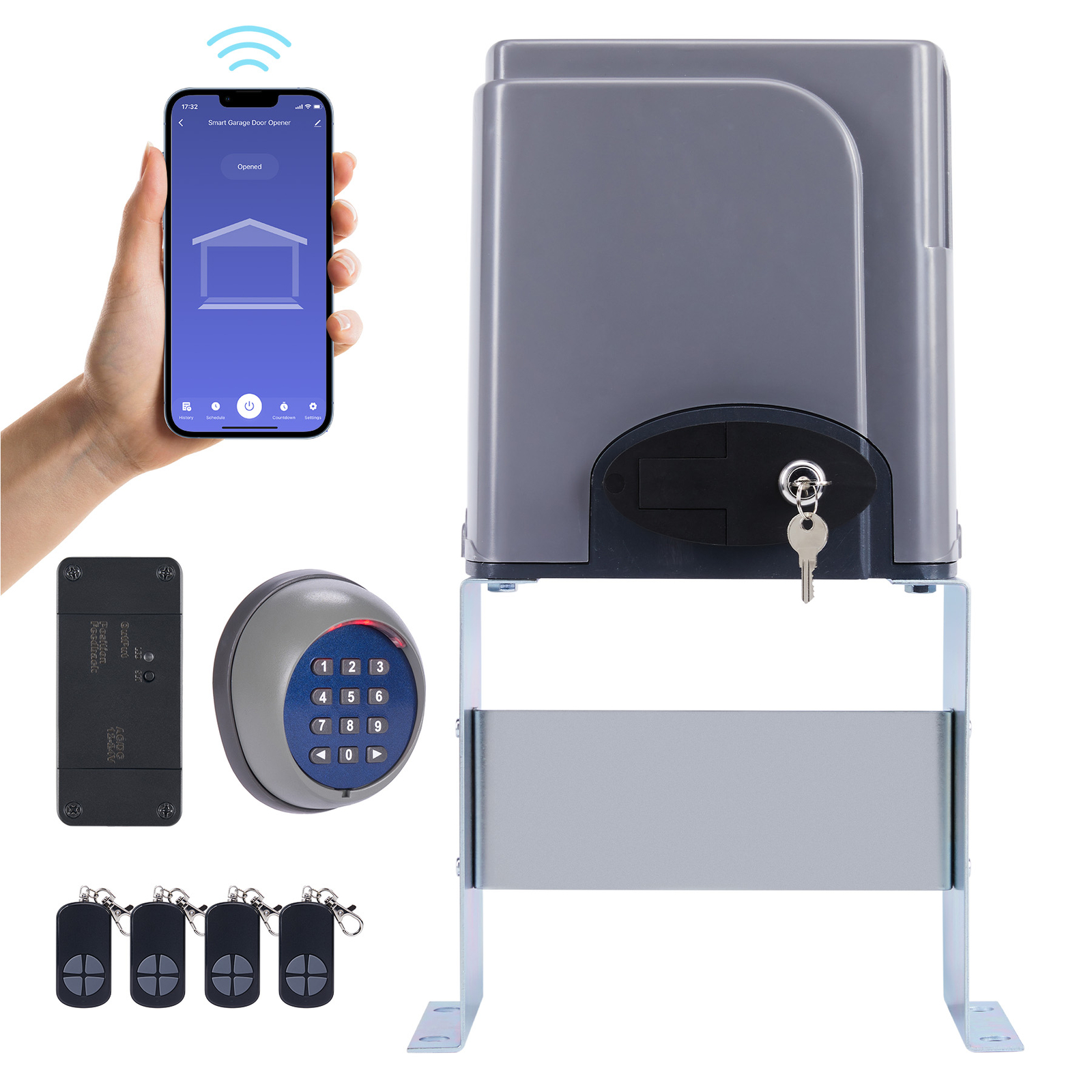 CO-Z 1800lbs Electric Automatic Sliding Gate Opener APP+Keypad+4 Remote Control