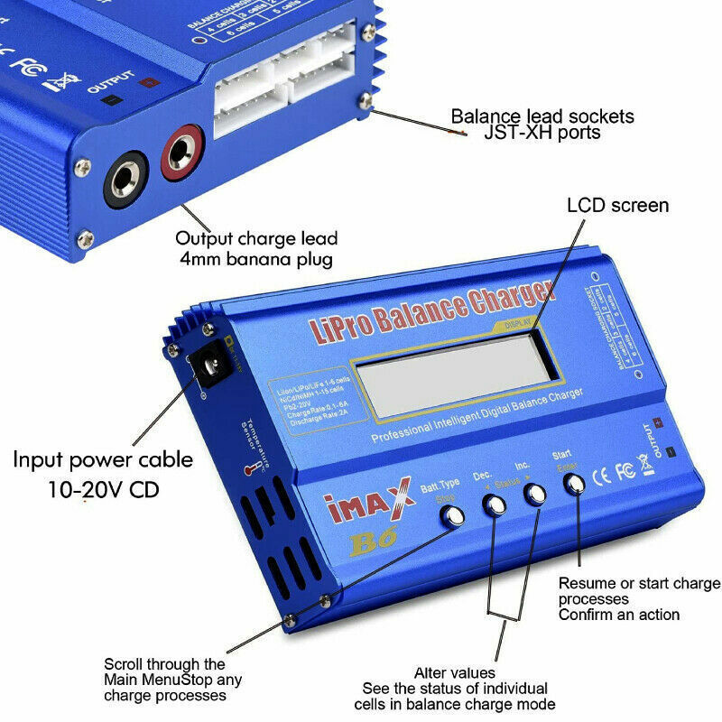 B6 LiPo Smart Battery Balance Charger Discharger iMAX 80W For RC NiMH LiFe NiCd