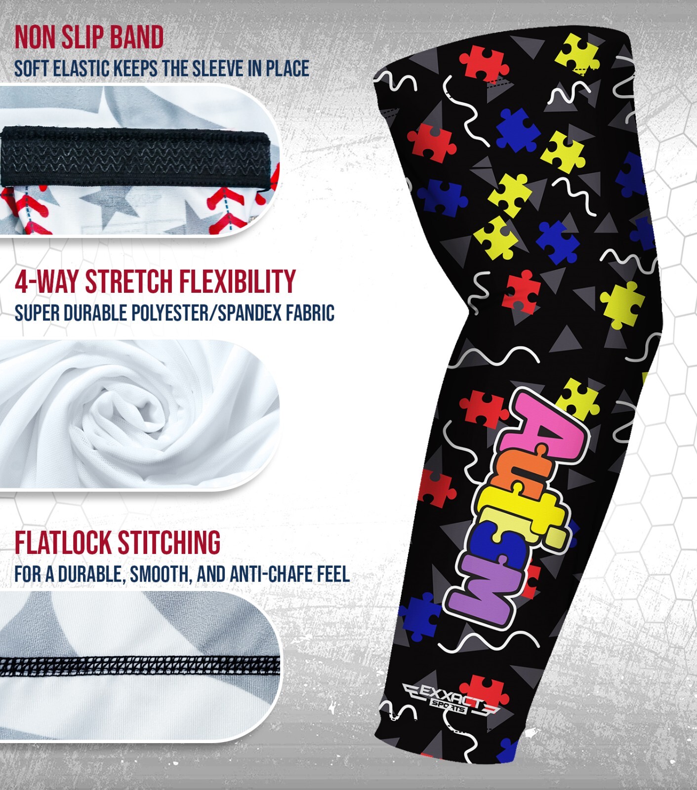 Exxact Sports 1 Pair Compression Arm Sleeves for Men Women, Breathable Baseball